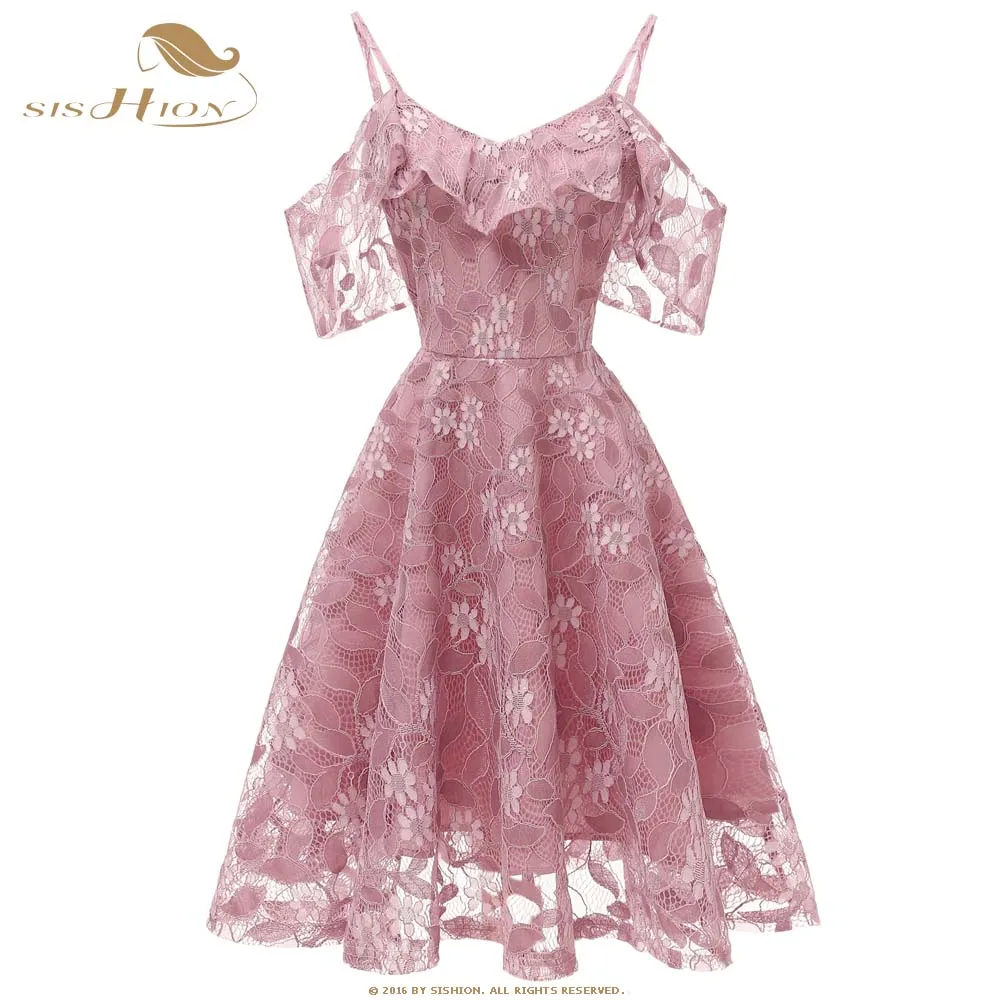 

SISHION Sexy Party Dress Floral Elegant Princess robe femme CD1627 Vintage A Line Women Summer Lace Dress jurken 2019