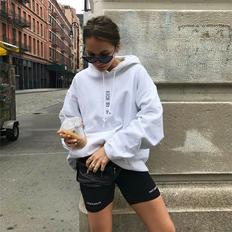 

Fall high waist shorts women elastic waist biker shorts Knee length casual cotton blend print black shorts korean women clothes