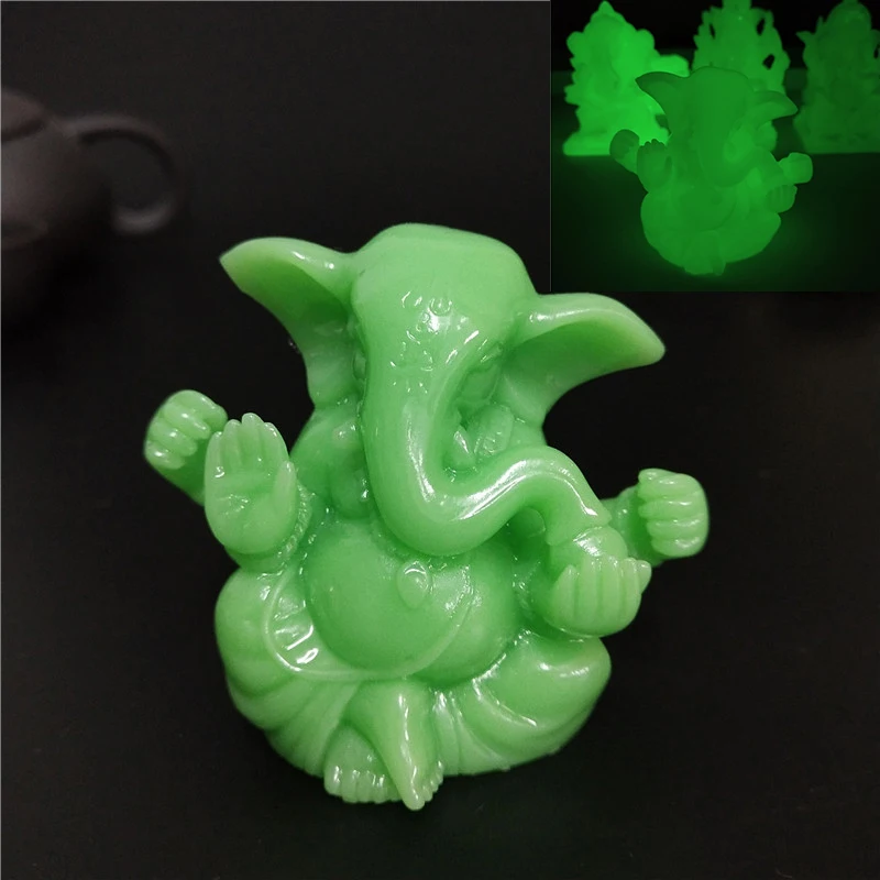 

Glowing Lord Ganesha Buddha Statue Man-made Jade Stone Indian Elephant God Sculpture Figurines Garden Buddha Statues Decoration