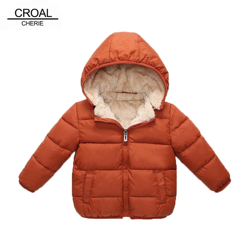 CROAL chérie-veste d'hiver en velours pour enfants | Pardessus épais et chaud pour garçons, vêtements d'extérieur, à capuche 90-130