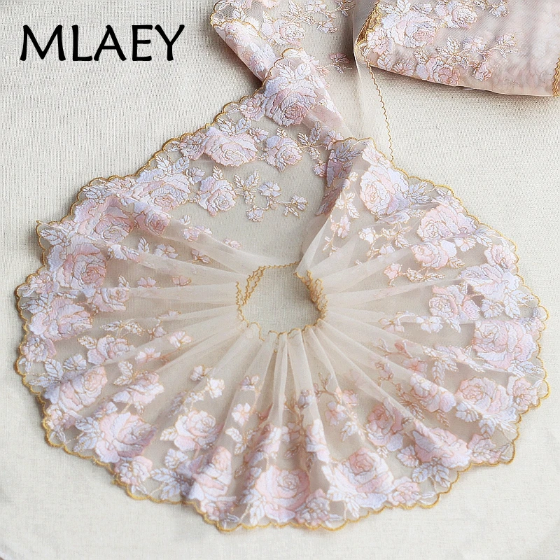

MLAEY 2y/lot Pink Exquisite Embroidered Lace Trim, Lace Fabric ,Quality Lace Ribbon , DIY Craft&Sewing Dress Clothing Accessor