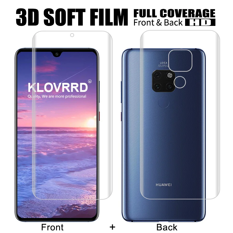 

Front + Back Soft Film For Huawei Mate 10 Screen Full Cover Protector For Mate 20 Lite pro Silicone Hydrogel Sticker