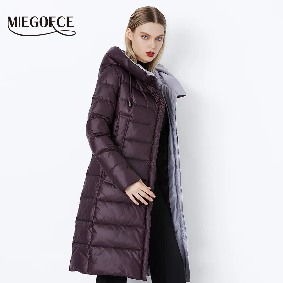 Kopen Miegofce 2019 Jas Winter Vrouwen Hooded Warme Parka Bio Pluis Parka Jas Hight Kwaliteit Vrouwelijke Nieuwe Winter Collectie hot