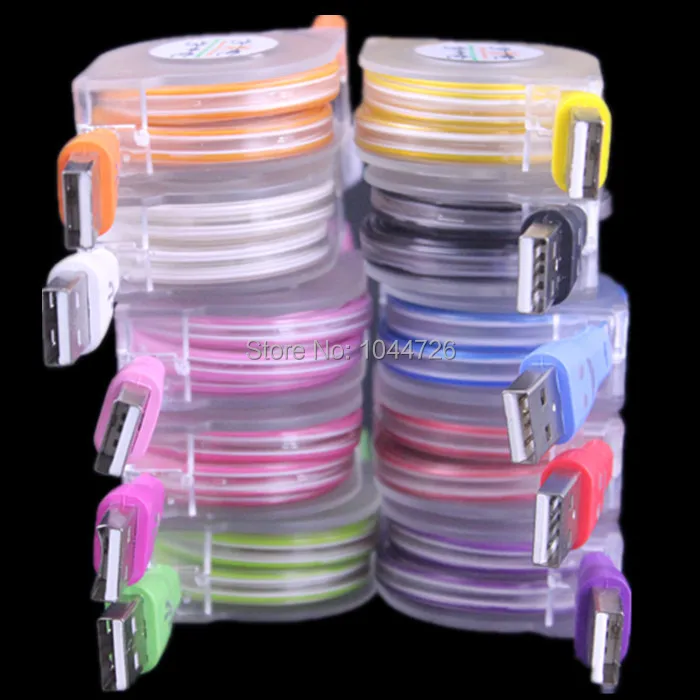 200pcs Retractable LED Visible Light Charger Cable Noodle Luminous Data Charging Cable Line For Iphone 5 5s 5c 6 plus