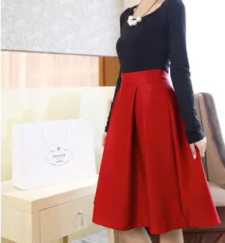 

2018 new winter high waist big swing retro long skirt pleated skirts put on a large umbrella skirt