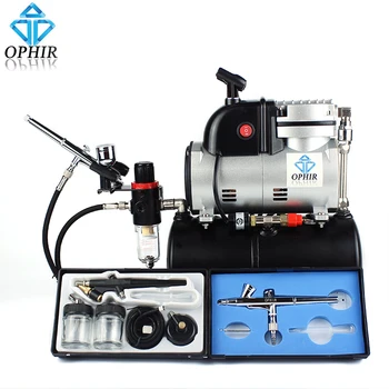 

OPHIR 3 Airbrush Kit & Compressor with Tank Set Spray Air Brush Set for Nail Craft Art Paint_AC116+004A+071+073