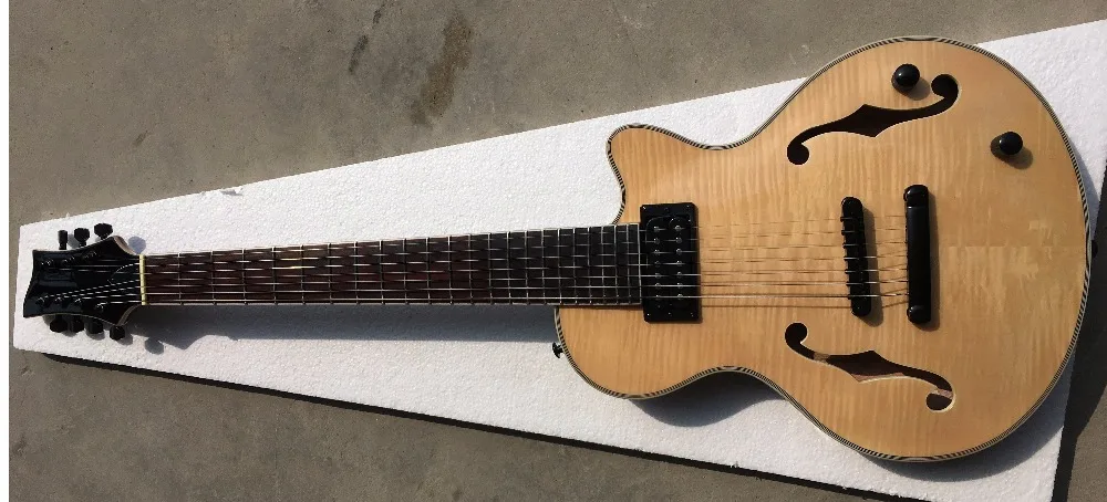 

high quality flame maple top neck through 7 string jazz electric guitar