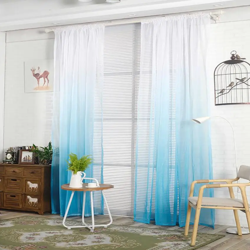 

Ouneed Gradient Sheer Curtain Tulle Window Treatment Voile Drape Valance 1 Panel Fabric 200cm x 100cm drop shipping Q13 30+