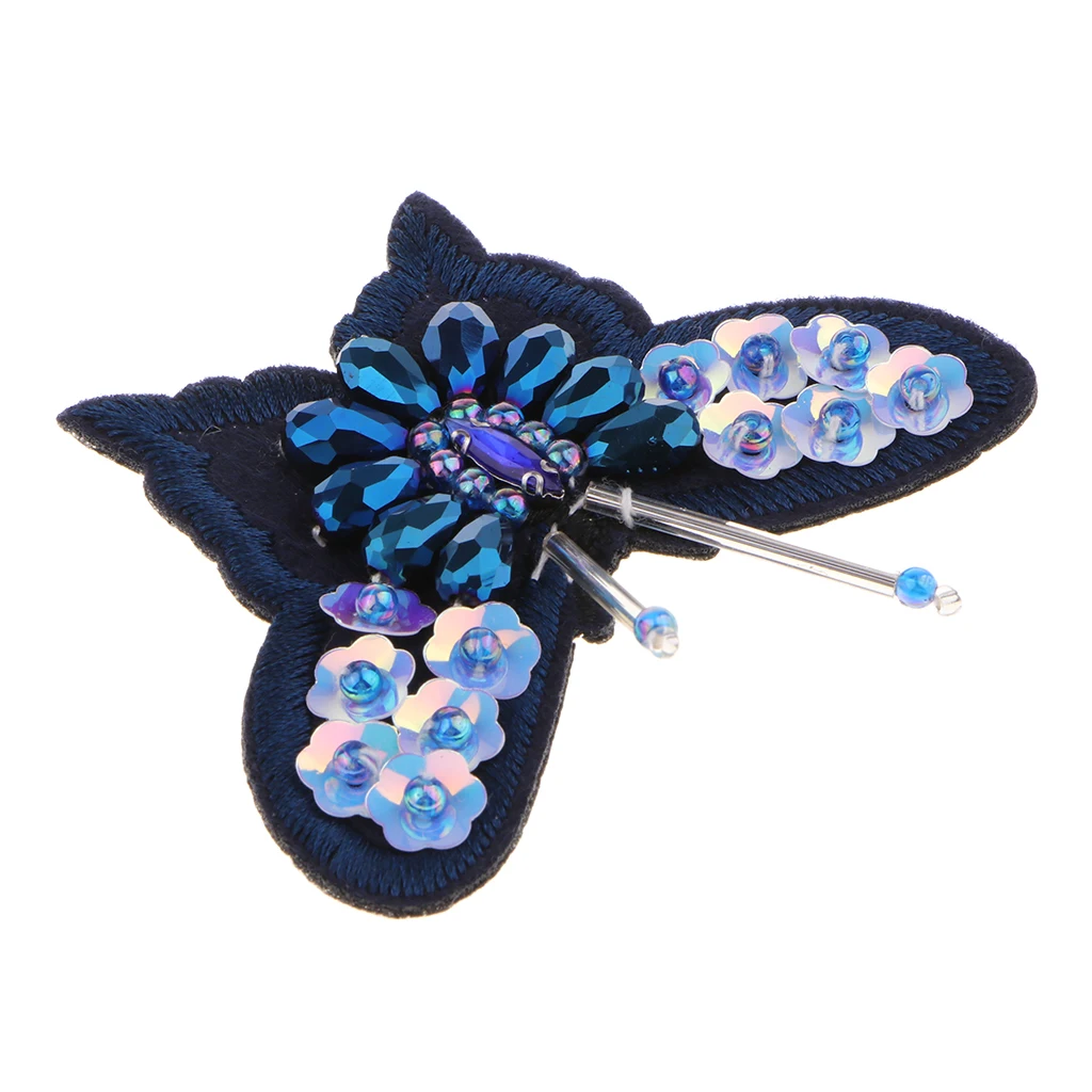 Sequin Beads Patches Butterfly Style Clothes Embellishments Embroidery Applique Decorations for Repair/Design