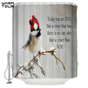 

WARMTOUR Shower Curtain Merry Christams Reason Bird Extra Long Fabric Bath Shower Curtains Bathroom Decor with Hooks