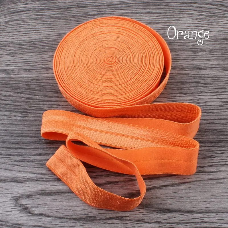 30 ярдов/партия, 5/8 дюймов(16 мм), 20 цветов, блестящие однотонные, складывающиеся на эластичную ленту, для эластичных повязок, галстуки для волос, бант для волос - Цвет: orange