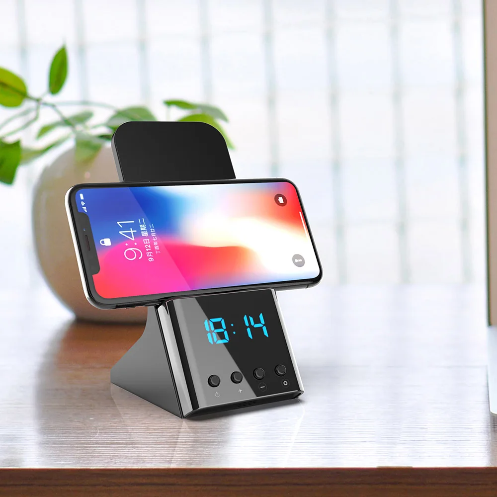 

AIYIMA 10W QI Alarm Clock Wireless Charger Dock Quick Charge 3.0 For Xiaomi mix 2s iPhone XS Max XR X 8 For Samsung S9 S8 S7