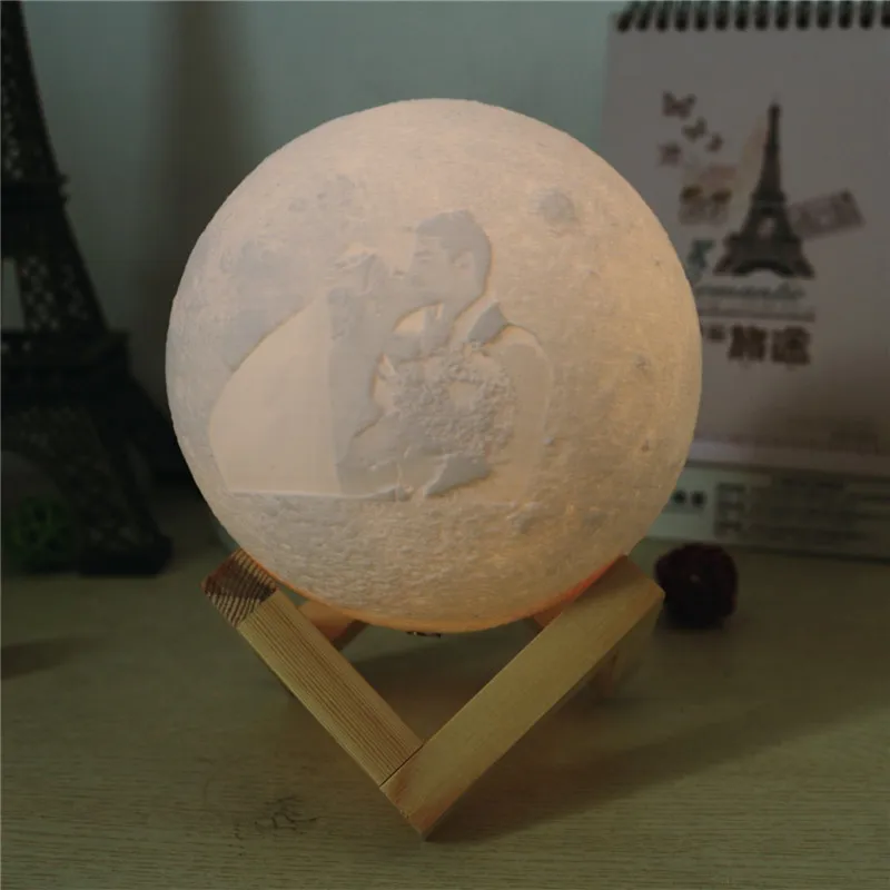 

Customized Personality 3D Printing Moon Novelty Light Lunar USB Charging Night Lamp Touch Control Dim Brightness Dual Colors