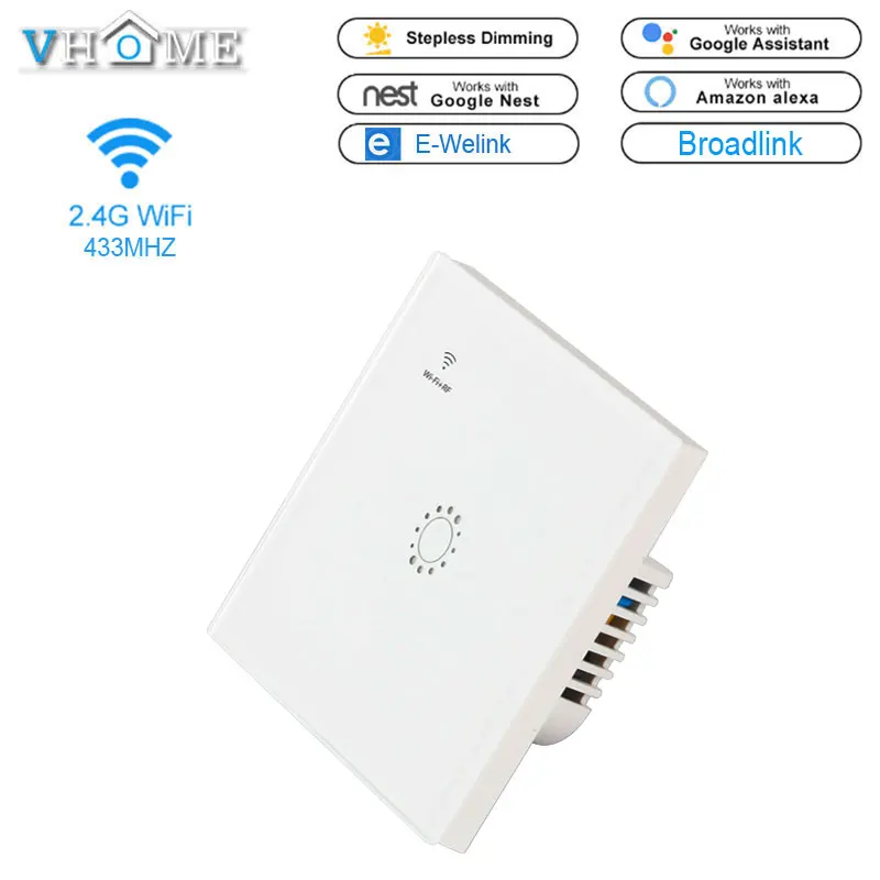 

Vhome Touch Light Switch,EU Standard Wifi+RF 433MHZ Remote Control Light Switches,Ewelink,Broadlink,Alexa Switch For Smart Home