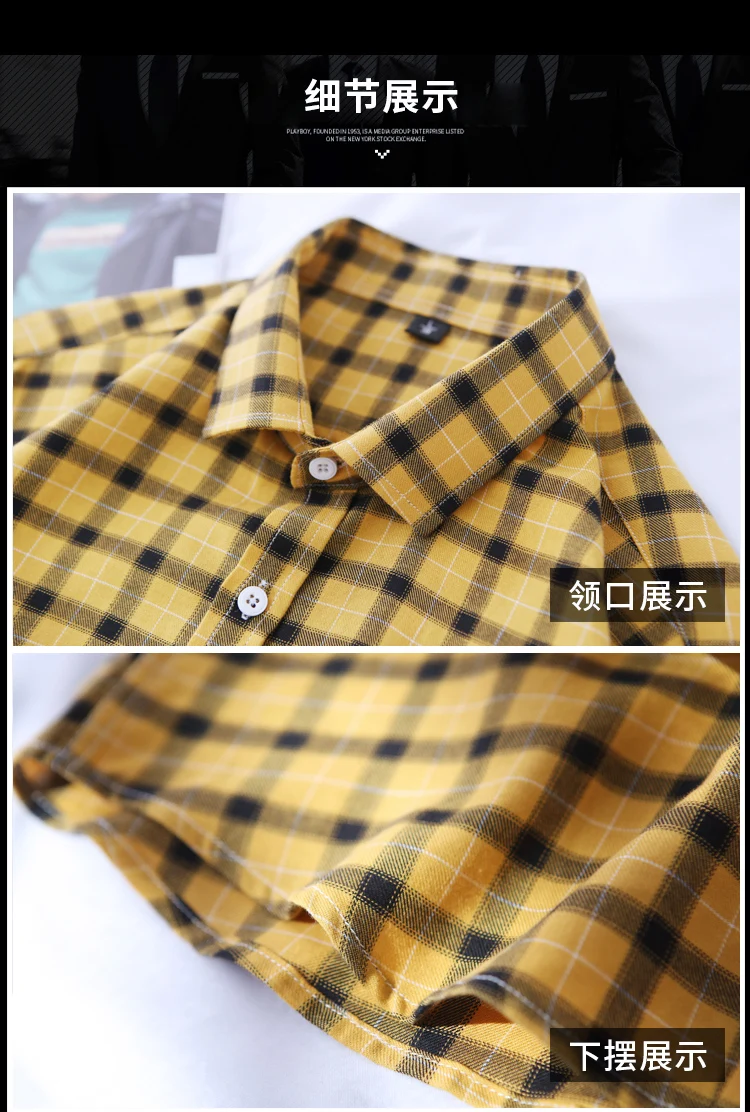 Рубашки в клетку из чистого хлопка весна осень мужские рубашки с длинным рукавом Корейская версия повседневная мужская одежда Camisa Masculina