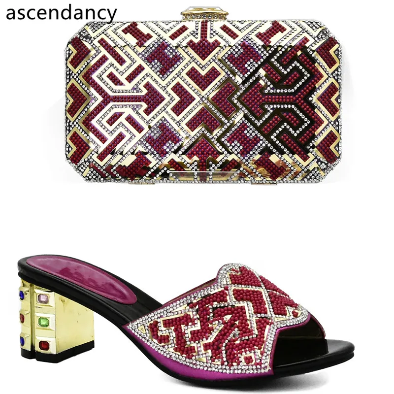 

New Designs Italian Shoe and Bag Set for Party In Women Shoe and Matching Bag Set Pink Women Party Shoes Good Quality Shoe Bag