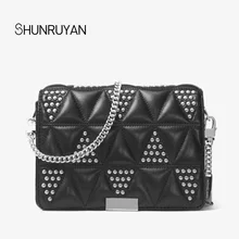 SHUNRUYAN фирменного дизайна из натуральной кожи модные женские туфли сумка Винтаж заклепки сумка через плечо сумка женская сумка