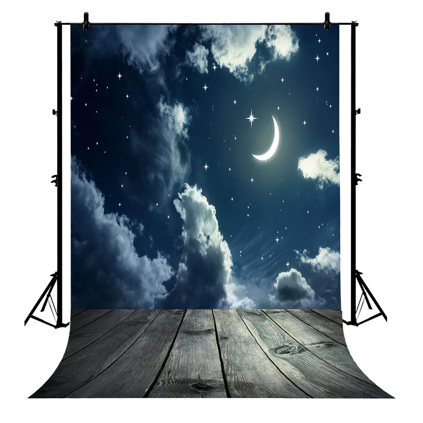 

5x7ft Fairy Tale Shining Star Moon Night SkyCloud Polyester Photo Background Portrait Backdrop