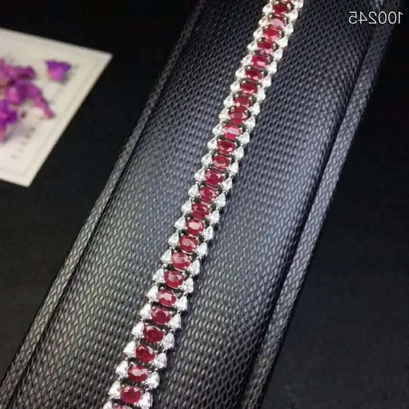 

Fidelity natural 3*4mm ruby Bracelets s925 sterling silver luxurious fine jewelry for women wedding natural red gemstone
