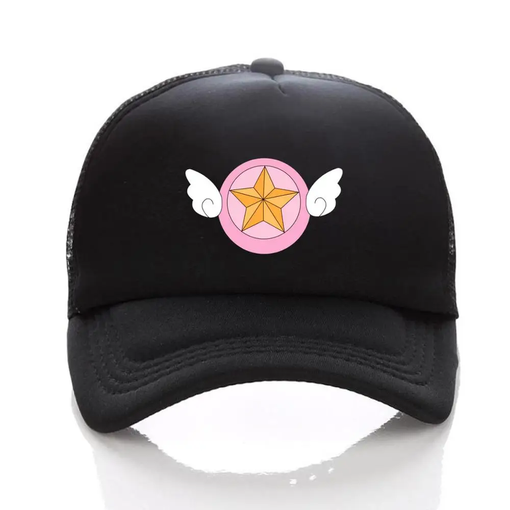 Япония Аниме Cardcaptor Sakura шляпа Женская Мужская Черная бейсбольная Кепка Snapback Регулируемая сетчатая Кепка Косплей печать Солнцезащитная шляпа - Цвет: 05