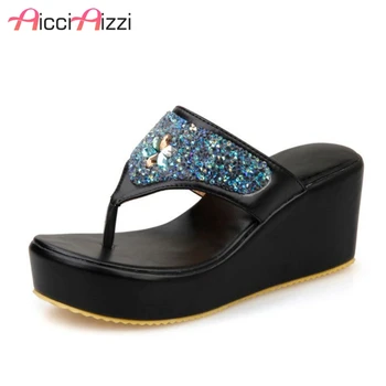 

ZALAVOR Size 32-43 Women High Heel Sandals Clip Clop Platform Bling Women Slippers Fashion Simple Shoes Vacation Footwear