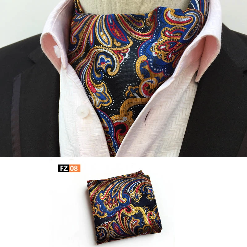 2 Pcs/Set Luxury Men Formal Scarf Set Fashion Colorful Paisley Scarves with Handkerchief mens scarf for summer Scarves