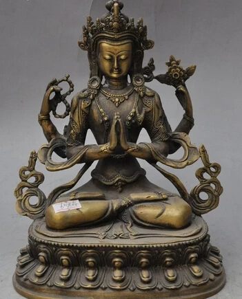 

shitou 001901 tibet buddhism bronze fane 4 Arms Chenrezig tara Kwan-Yin GuanYin buddha statue