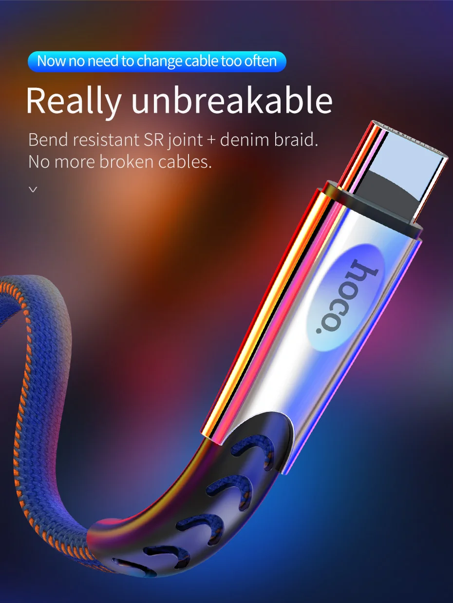 HOCO USB C кабель для Xiaomi Mi 8 A1 F1 huawei P20 прочный цинковый сплав usb type C кабель для быстрой зарядки для samsung S8 S9 Oneplus