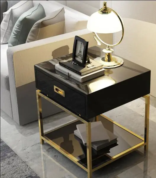 Simple modern tempered glass coffee table. Creative living room small side coffee table.