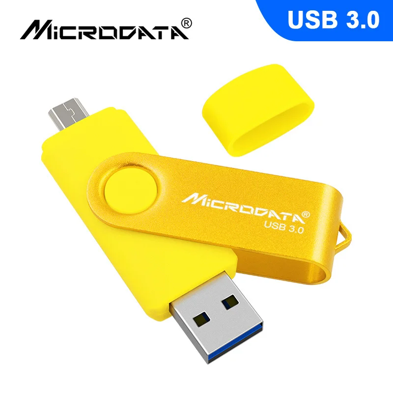 USB 3,0 OTG флеш-накопитель высокоскоростной USB флеш-накопитель 128 Гб 64 Гб Внешняя память USB Флешка 32 Гб 16 Гб микро USB флешка - Цвет: Цвет: желтый