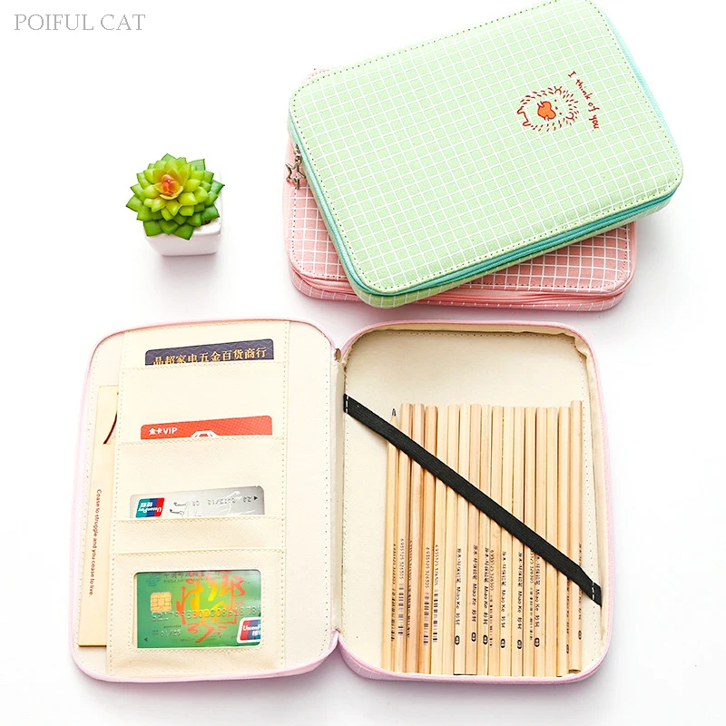 

Small fresh pencil cases for kids Simple large capacity pencil bag Multifunctional Canvas stationery storage school supply