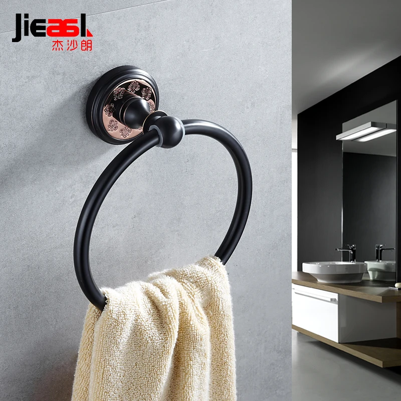 

Jieshalang Violet Gold Towel Rings Wall Mounted Luxury Round Copper Towel Ring Copper Retro Hotel Rack Bathroom Accessories 8060