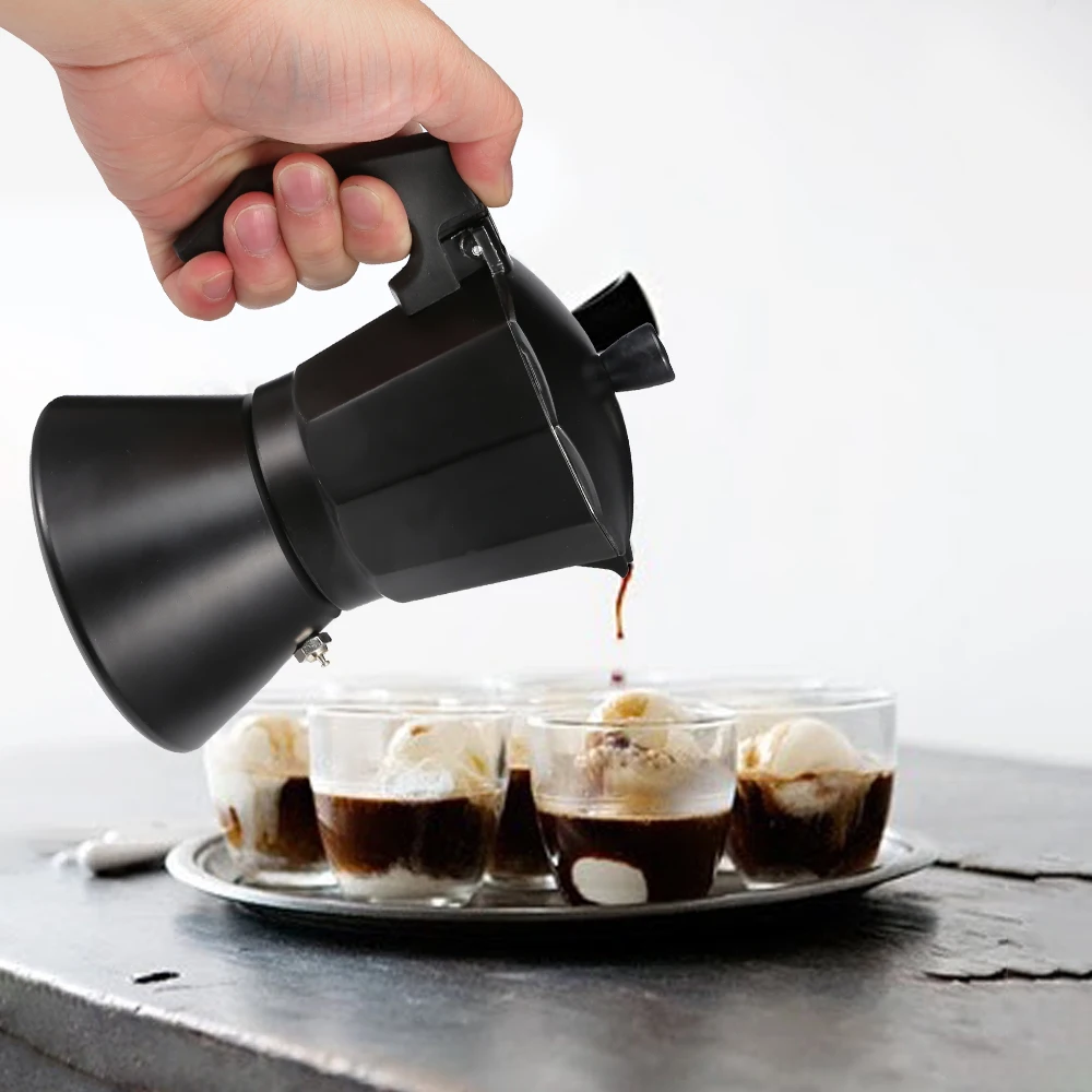 

Portable Aluminum Stovetop Moka Coffee Pot Mocha Espresso Maker Multiple Heating Ways Filter Latte Cup For Home Office 3-6 Cups