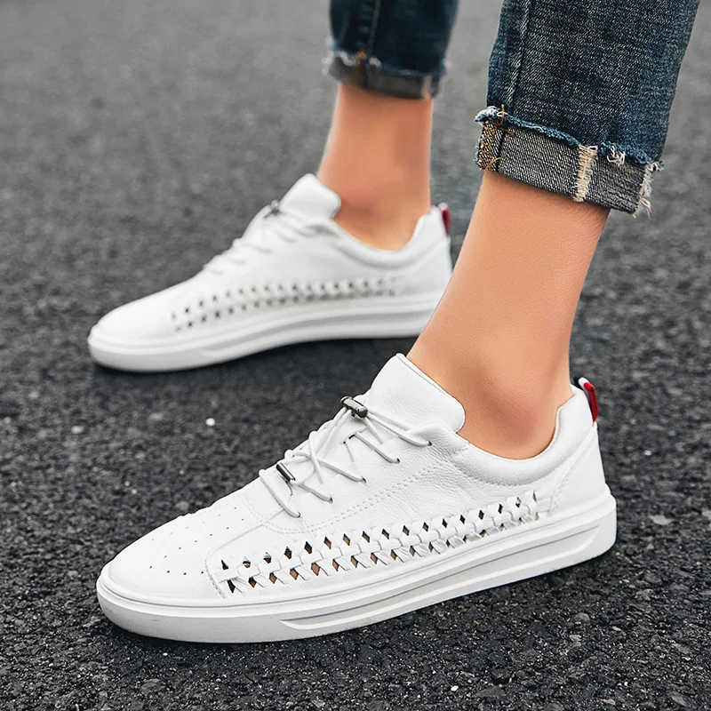 

Men genuine Leather Sneakers Luxury Brand Loafers Men Casual Shoes summer breathable Moccasin Boat Shoe Flat Oxfords shoes Men 5