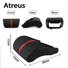 Atreus авто-Стайлинг 1 шт. новая подушка на шею для автомобиля кожаный памяти подголовник для Kia Rio Ceed Mini cooper gsm pir сигнализации Citroen c4 c5 c3