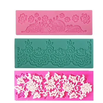 

Flower Lace Cake Silicone Embossing Mat Texture Fondant Impression Lace Mat Decorating Mold Gum Paste Cupcake Topper Tools