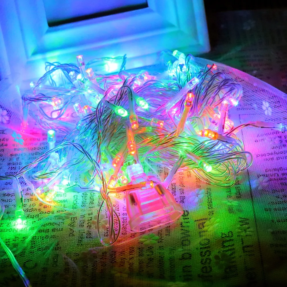 Luz LED cadena Holiday luces 100Led Garland impermeable hadas boda Ramadan Diwali decoración del árbol Luce al aire libre JQ