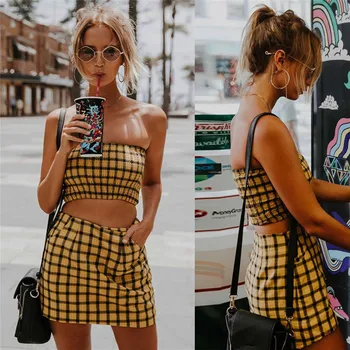 

Women Off-shoulder Bodycon Crop Top & Mini Dress Bodycon Party Skirt Set Crop Top Two Piece Set