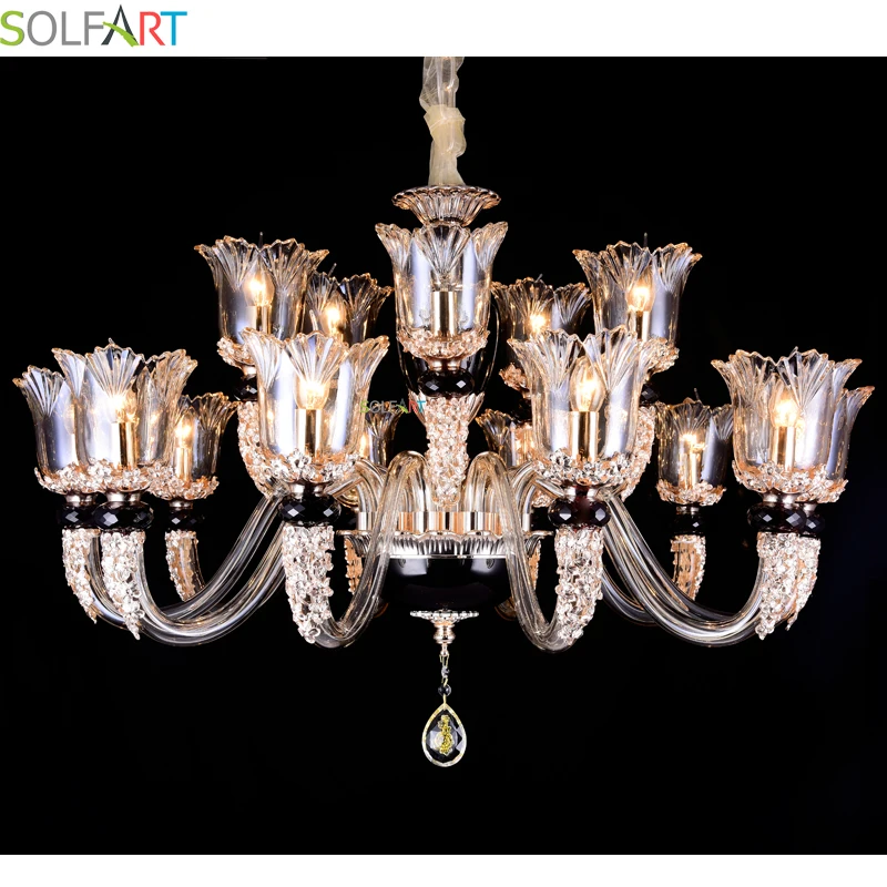 SOLFART Chandelier Lustr Glass Crystals For Chandeliers Lustre Industriel Black Chandelier