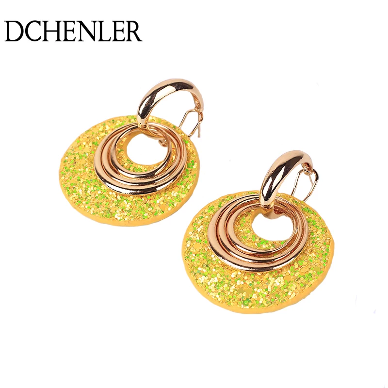 

DCHENLER Leather Earrings 2018 hoop Big Earring Flash Clover Zinc Alloy Long Brinco Ear Leopard Brinco Gift Oorbellen jewelry