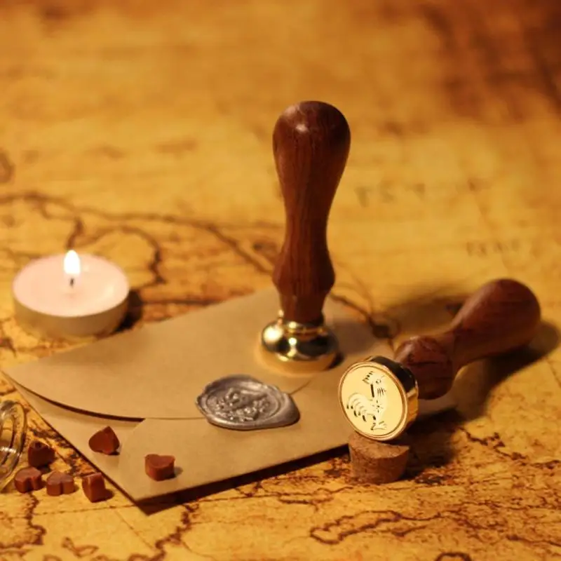 New Retro Antique Plant Metal Sealing Wax Stamp Wood Handle Ancient DIY Craft Envelop Stamps Wedding Invitations Seal | Канцтовары для