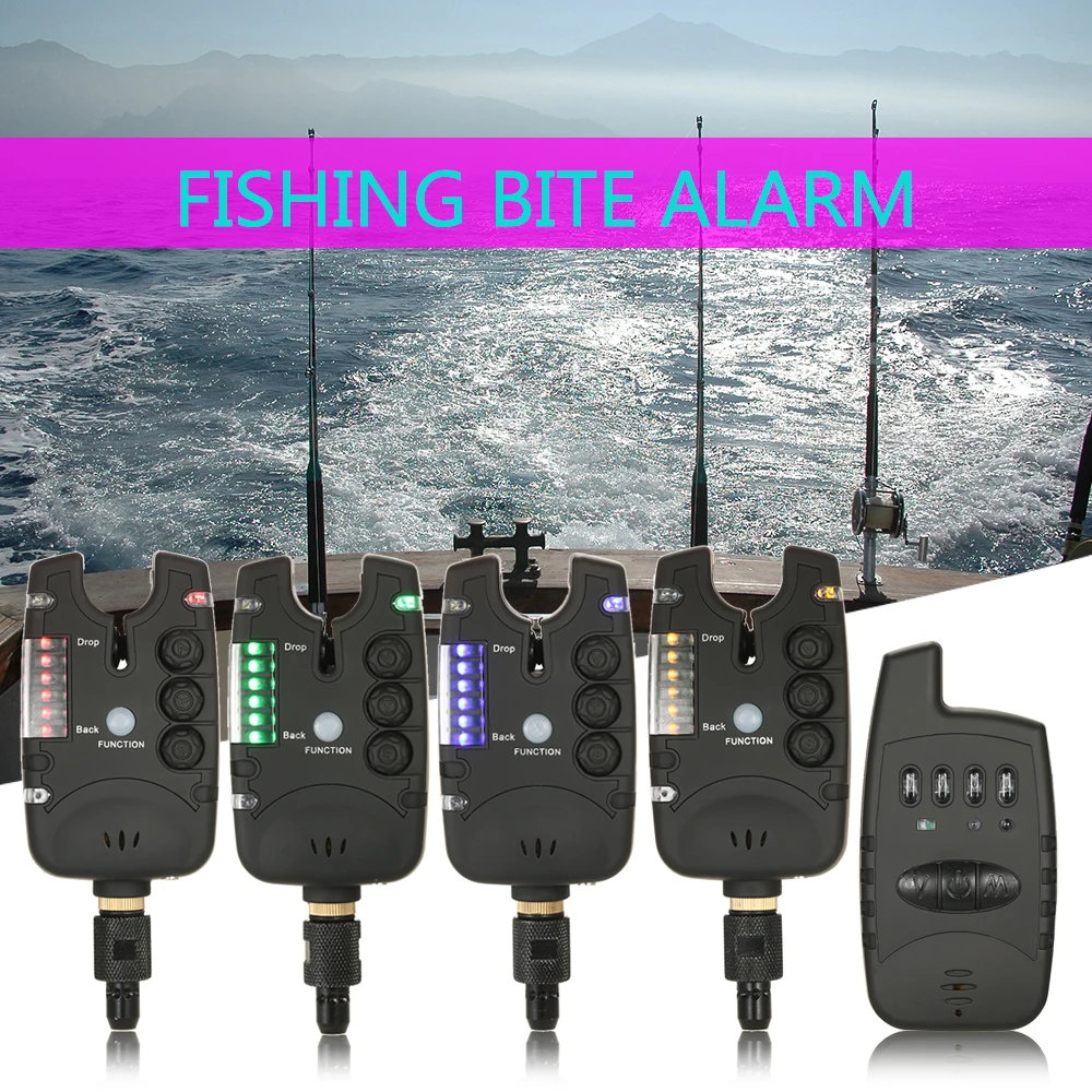 Cheap  Lixada Wireless Fishing Bite Alarms Set Digital Fishing Alarm Kit LED Alarm Indicator Alert Bell Re