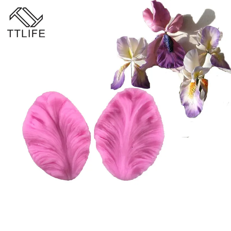 

TTLIFE Iris Flower Fondant Silicone Mold 3D Flower Cooking Wedding Decoration Baking Sugar Craft Molds 2pcs Leaves DIY Cake fimo