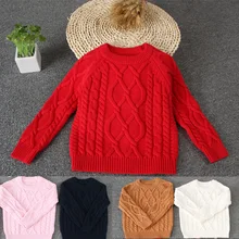Осенний Детский свитер вязаные однотонные свитера для маленьких мальчиков и девочек детский пуловер детская одежда на возраст от 1 до 7 лет