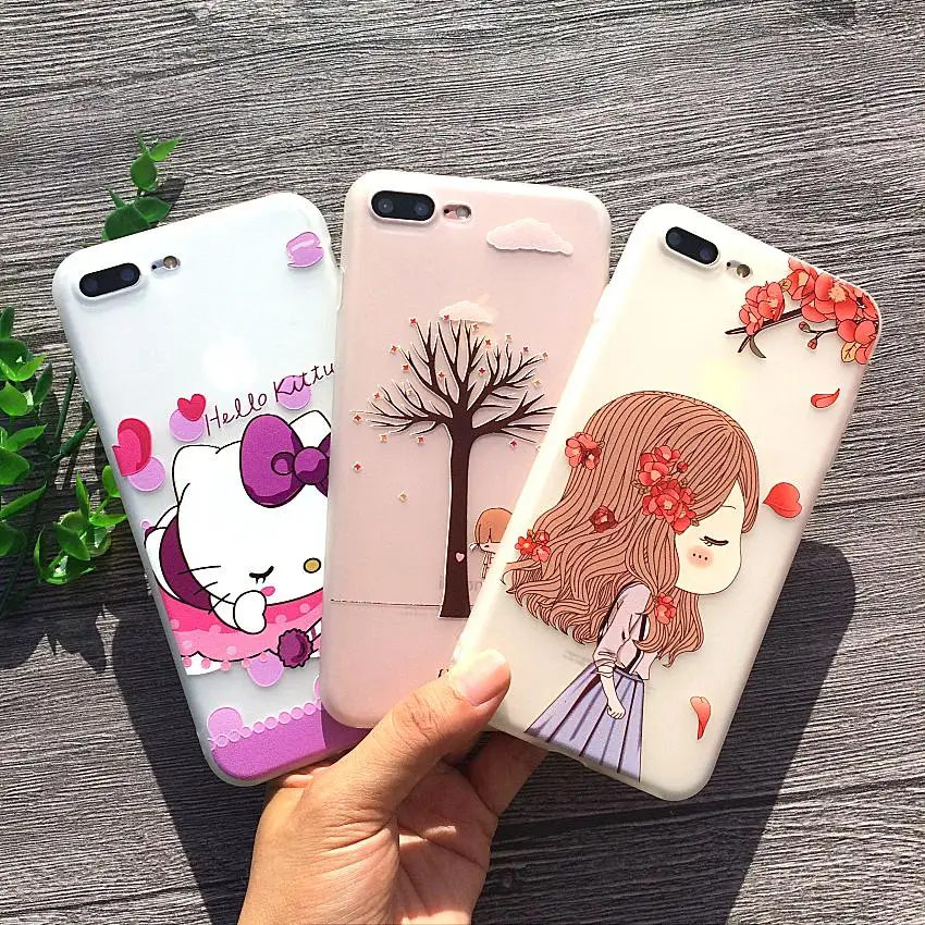 

32 Styles Floral Animal 3D Relief Hello Kitty Case For iPhone X Phone Case Soft TPU Shell For iPhone 8 7 6s Plus 5S SE Cover