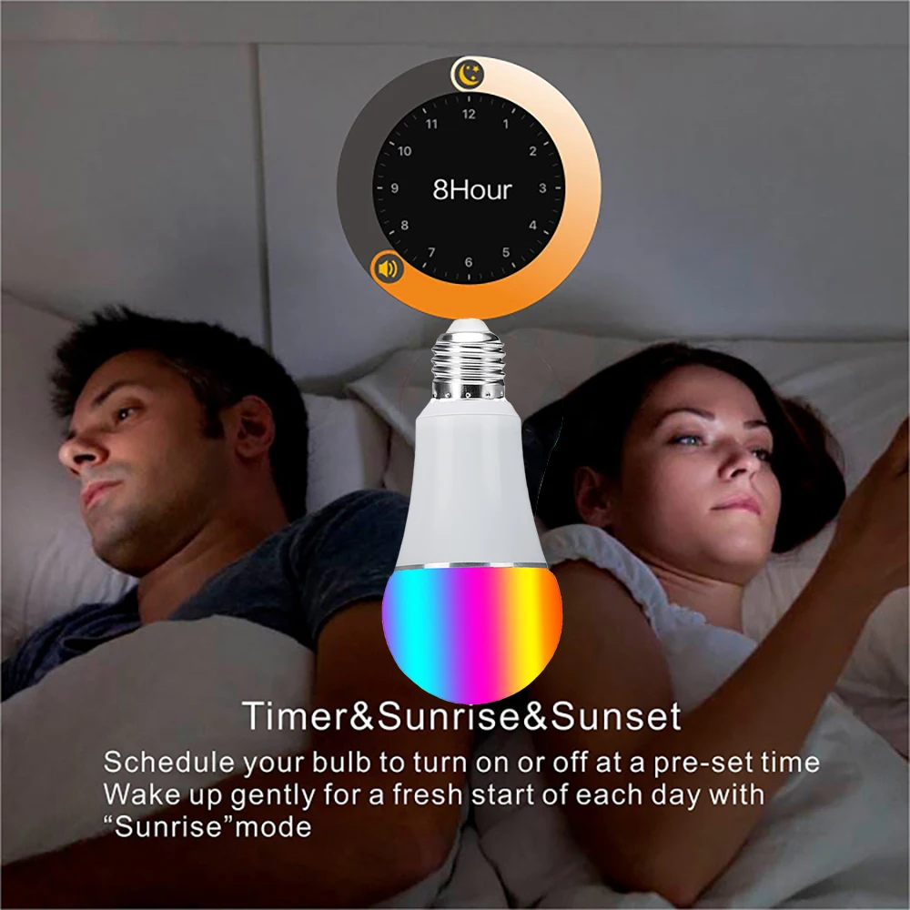 Wifi Bulb Smart RGB Light Remote Phone App Control 7W E26 E27 B22 Night Light Compatible with Alexa Echo & Google Home 2PC