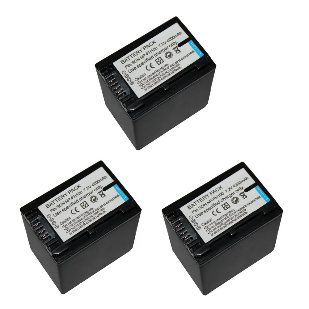 3pcs 4200mAH NP FV100 NP FV100 NPFV100 Rechargeable Camera Battery For