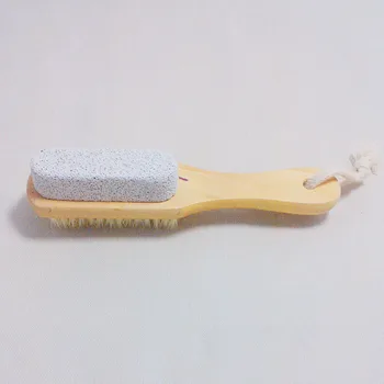 

Natural Boar Bristle With Pumice Stone Long Handle Wooden Body Brush Skin Brush Skin Massager Brush MH88
