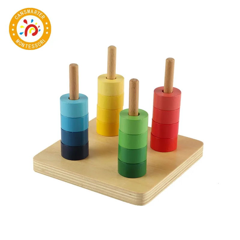  Montessori Kids Toy Baby High-Quality Colorful Toy Wood Rainbow Nail Plate