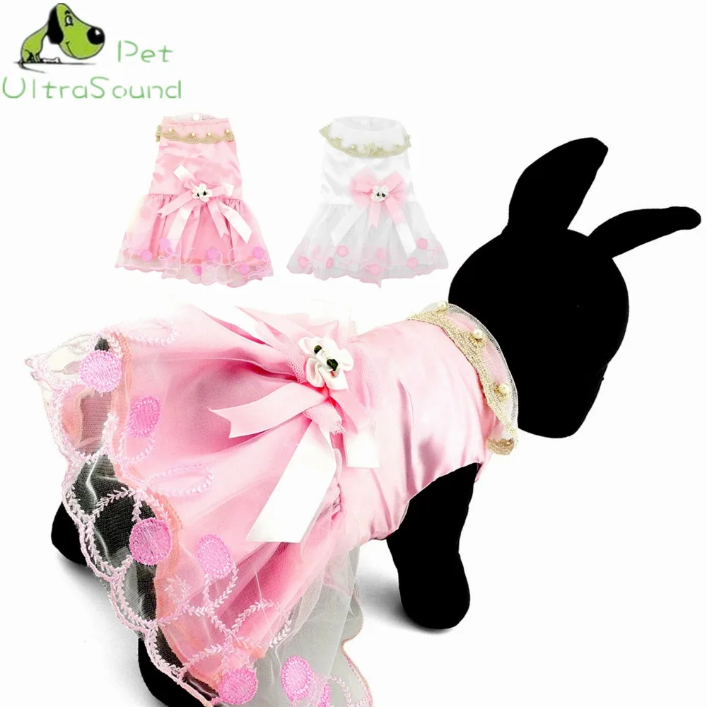 

ULTRASOUND PET Cute Bow Dog Dress Tutu Skirt Summer Puppy Clothes Princess Dog Wedding Dress XS-XL